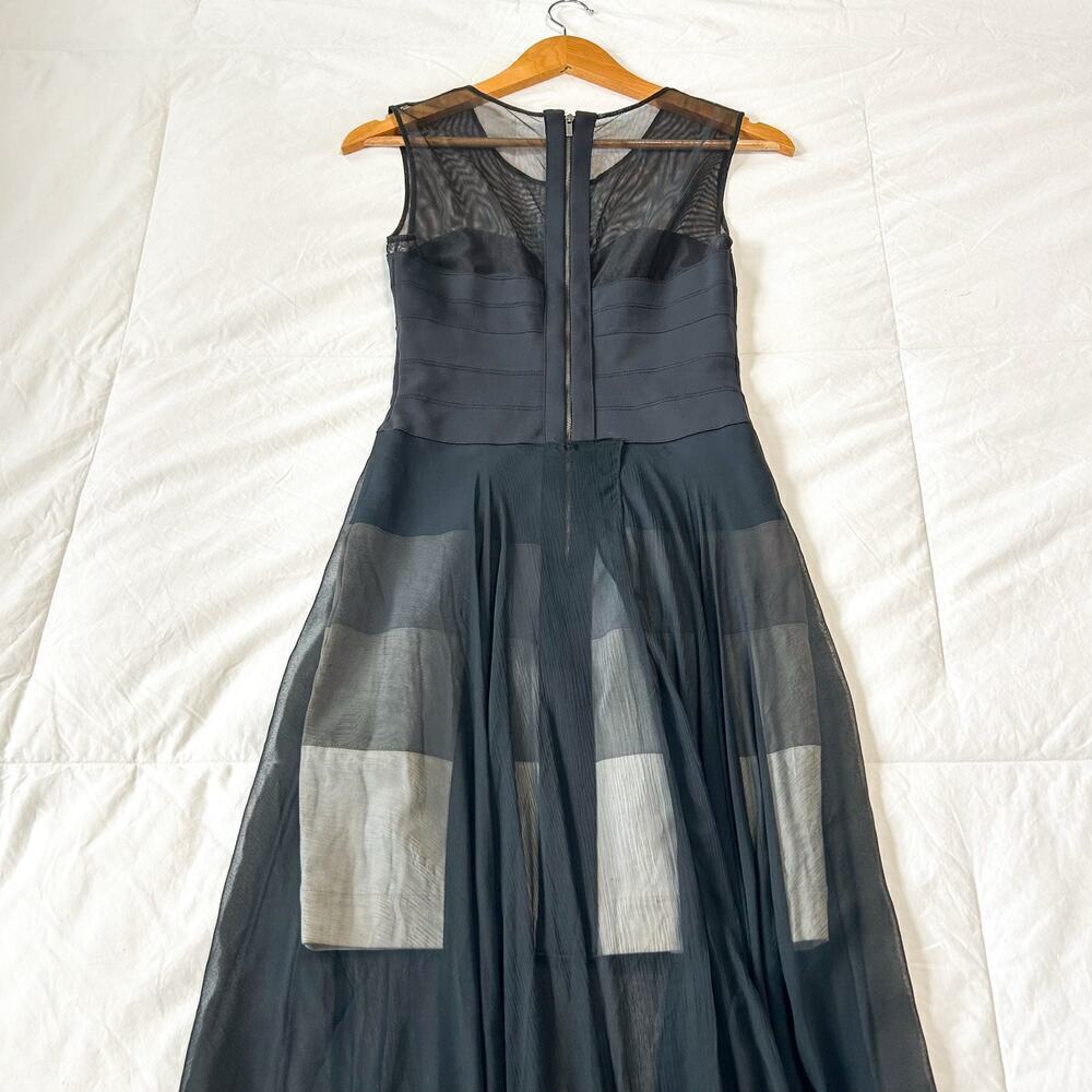 BCBGMAXAZRIA Alai Black Silk Bandage Illusion Mesh Maxi Dress Sleeveless Size S - Picture 9 of 12
